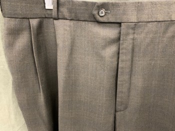 STANLEY BLACKER, Chocolate Brown, Black, Blue, Lt Brown, Wool, Plaid, Chocolate with Black/Blue/Lt Brown Plaid/Grid, Pleated Front, 4 Pockets, Button Tab Closure, Zip Fly, Belt Loops
