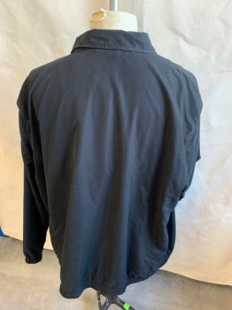 Mens, Casual Jacket, HARBOR BAY, Black, Polyester, Solid, 3XL, (MULTIPLE) Collar Attached, Black Lining, Zip Front, 2 Pockets, Elastic Long Sleeves Cuff & Hem