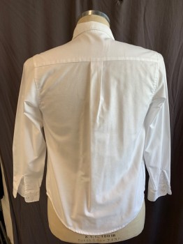 Childrens, Shirt, FRENCH TOAST, White, Cotton, Polyester, Solid, 14, Collar Attached, Button Down, Button Front, 1 Pocket, Long Sleeves, Curved Hem
