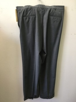 DOCKERS, Gray, Polyester, Wool, Heathered, Double Pleats, 4 Pockets, Cuffed