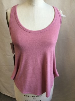 Womens, Top, WILFRED FREE, Mauve Pink, Rayon, Polyester, Solid, XS, Flat Knit, Scoop Neck, 1" Straps, Curved  Hem