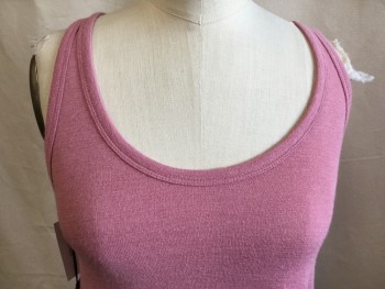 WILFRED FREE, Mauve Pink, Rayon, Polyester, Solid, Flat Knit, Scoop Neck, 1" Straps, Curved  Hem