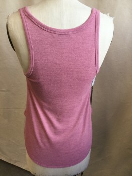 WILFRED FREE, Mauve Pink, Rayon, Polyester, Solid, Flat Knit, Scoop Neck, 1" Straps, Curved  Hem