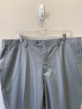 GIORGIO FIORELLI, Gray, Polyester, Viscose, Solid, Flat Front, Button Tab, Zip Fly, 4 Pockets, Belt Loops