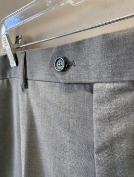 GIORGIO FIORELLI, Gray, Polyester, Viscose, Solid, Flat Front, Button Tab, Zip Fly, 4 Pockets, Belt Loops