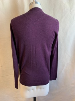 Mens, Pullover Sweater, TED BAKER, Purple, Synthetic, Solid, Heathered, 3, V-neck, Long Sleeves