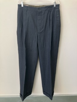 SAIM COSTUMES, Charcoal/ Gray, 2 Color-weave, Pleated Front, B.F., Belt Loops, 4 Pockets, Cuffed