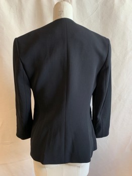 Womens, Blazer, THEORY, Black, Triacetate, Polyester, Solid, 00, Shawl Lapel, 2 Pockets, Open Front