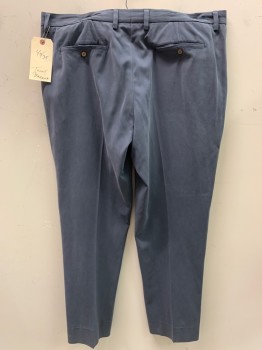 TOMMY BAHAMA, Gray, Silk, Solid, F.F, Zip Front, Tab Button Waistband,  4 Pockets, Gaberdine Texture
