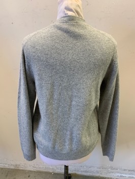 Mens, Cardigan Sweater, UNIQLO, Heather Gray, Acrylic, Wool, Solid, S, L/S, Button Front, 2 Pockets, Dark Brown Swirl Buttons
