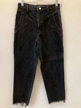 SILVERLAKE, Black, Cotton, Solid, F.F, Zip Front, Belt Loops, 2 Pckts, Frayed Hem