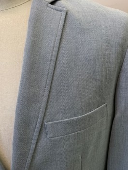 Mens, Suit, Jacket, INC, Gray, Polyester, Rayon, Solid, 42R, 2 Button, Flap Pockets, Double Vent