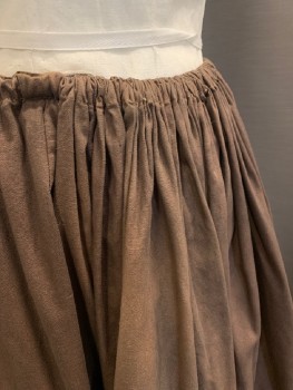 Womens, Historical Fiction Skirt, MTO, Brown, Cotton, Solid, M, W:32, Drawstring Waistband, Aged/Distressed,