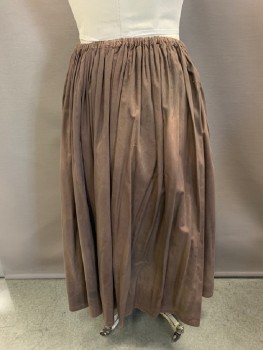 Womens, Historical Fiction Skirt, MTO, Brown, Cotton, Solid, M, W:32, Drawstring Waistband, Aged/Distressed,