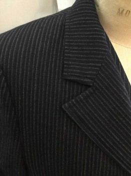MTO, Black, Navy Blue, White, Wool, Stripes, Notched Lapel, 3 Buttons,  3 Pockets,