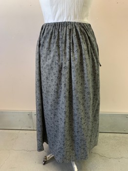 N/L MTO, Gray, Black, Cotton, Paisley/Swirls, Stripes, Drawstring Waist, Floor Length, Multiples, Made To Order, **Small Hole in Back