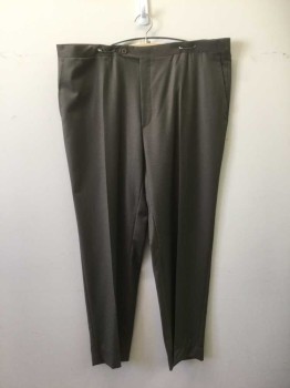 Mens, Slacks, CANALI, Taupe, Wool, Solid, 32, 41, Flat Front, Zip Fly, 4 Pockets,
