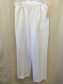 Womens, Pants, ALFRED DUNNER, White, Polyester, Solid, 14, Elastic Waist, 2 Pockets,