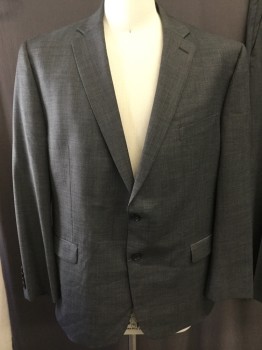 LAUREN RALPH, Heather Gray, Wool, Solid, Notched Lapel, Pocket Flap, 2 Button Front,