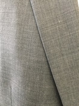 LAUREN RALPH, Heather Gray, Wool, Solid, Notched Lapel, Pocket Flap, 2 Button Front,