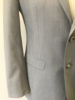 MATTARAZI UOMO, Gray, Wool, Solid, Single Breasted, Notched Lapel, 2 Buttons, 3 Pockets, Hand Picked Stitching on Lapel and Pockets