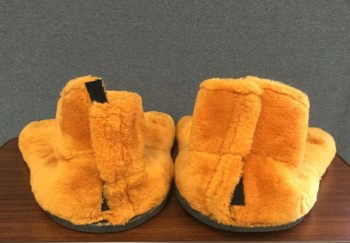 Unisex, Footwear, MTO, Orange, Black, Faux Fur, Foam, O/S, PENGUIN:  Feet, Orange Faux Fur Floppy Feet, 3 Toe, Velcro Back, Black Foam Sole