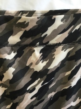 Womens, Skirt, Knee Length, FAITH 21, Black, Beige, Olive Green, Gray, Charcoal Gray, Polyester, Spandex, Camouflage, W: 40+, 3XL, 2.5" Waistband
