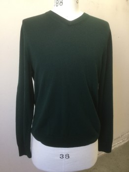 Mens, Pullover Sweater, NORDSTROM, Green, Solid, M, V-neck, Long Sleeves,