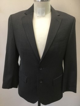BANANA REPUBLIC, Dk Gray, Wool, Solid, Single Breasted, 2 Buttons,  Notched Lapel, 3 Pockets, Center Back Vent,