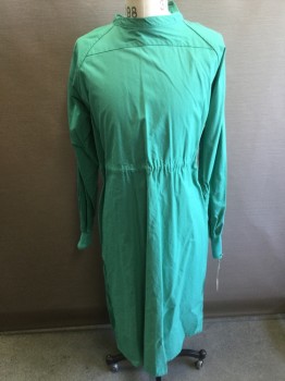 ANGELILCA, Teal Green, Poly/Cotton, Solid, Drawstring Waist, Rib Knit Cuffs, Front Yoke