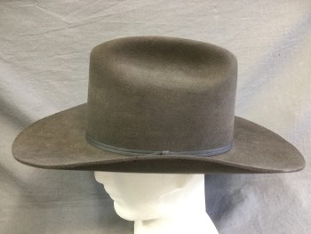 Mens, Cowboy Hat, BEAVER HATS, Dk Khaki Brn, 7 1/4, Fur Felt Beaver, Cattleman's Crease, Self Color Hat Band