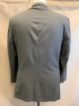 TASSO ELBA, Gray, White, Wool, 2 Color Weave, Notched Lapel, Single Breasted, Button Front, 2 Buttons, 3 Pockets