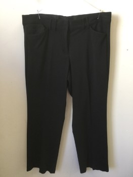 Womens, Slacks, LANE BRYANT, Black, Polyester, Rayon, Solid, 16R, 38/31, 2" Waistband with Belt Hoops, Flat Front, Zip Front, 5 Pockets,