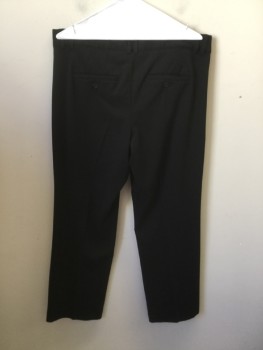LANE BRYANT, Black, Polyester, Rayon, Solid, 2" Waistband with Belt Hoops, Flat Front, Zip Front, 5 Pockets,