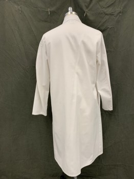 RED KAP, White, Poly/Cotton, Solid, Snap Front, Collar Attached, Long Sleeves, 3 Pockets, Side Seam Pocket Slits