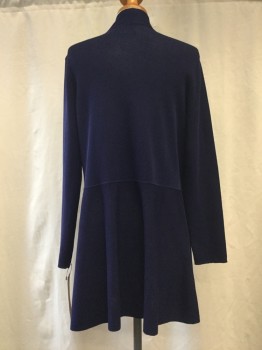 ANNE KLEIN, Navy Blue, Polyester, Viscose, Solid, Open Front,