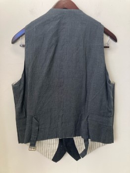 SAIM COSTUMES, Charcoal/ Gray, 2 Color-weave, V Neck, Notched Lapel, B.F., 4 Pockets
