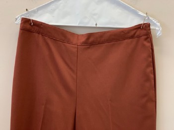 ALFRED DUNNER, Rust Orange, Polyester, Spandex, Solid, F.F, Side Pockets, Elastic Waist Band