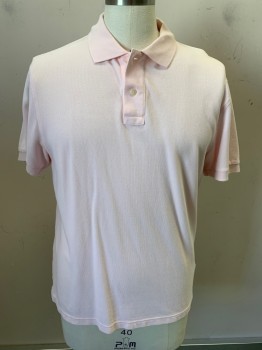 J CREW, Baby Pink, Cotton, Solid, S/S, 2 Buttons, Pique Texture