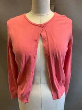 RAFAELLA, Blush Pink, Acrylic, Synthetic, Solid, Button Front, L/S, CN, Plastic Pearl Buttons