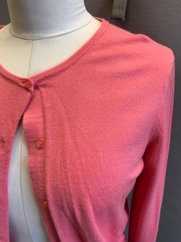 Womens, Cardigan Sweater, RAFAELLA, Blush Pink, Acrylic, Synthetic, Solid, L, Button Front, L/S, CN, Plastic Pearl Buttons