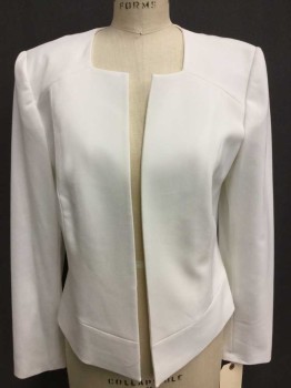 Womens, Blazer, ALEX MARIE, White, Polyester, Rayon, Solid, 8, No Closures, Single Breasted, Square Neckline