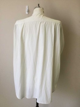 N/L, Off White, Poly/Cotton, Solid, Long Sleeves, Button Front, Collar Band, & Cuffs. Some Stains on Right Sleeve Upper.