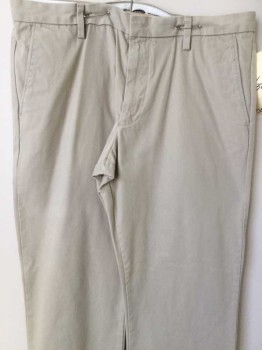 Mens, Casual Pants, OLD NAVY, Beige, Cotton, Solid, 32, 36, Flat Front, Zip Front, Belt Loops, 4 Pockets,