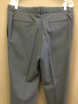 CANALI, Navy Blue, Wool, Solid, Single Pleat, Button Tab, Cuffed, 4 Pockets,