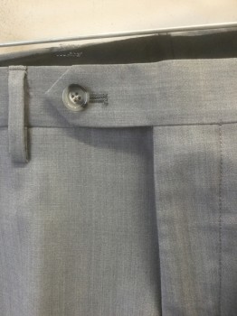 MATTARAZI UOMO, Gray, Wool, Solid, Flat Front, Button Tab Waist, Zip Fly, 4 Pockets