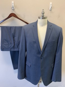 PENGUIN, Dusty Blue, Wool, 2 Color Weave, Single Breasted, 2 Buttons,  Notched Lapel,