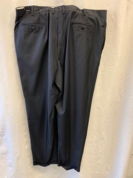 ZANELLA, Charcoal Gray, Wool, Solid, Side Pockets, Zip Front, Flat Front, Cuffed, 2 Welt Pockets on Back