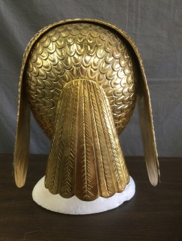 Unisex, Historical Fiction Headpiece, N/L MTO, Gold, Fiberglass, Faux Metal Look, with Embossed "Feathers" and "Scales" Texture, 3D Cobra Detail at Center Front Face Opening, Made To Order Egyptian Fantasy