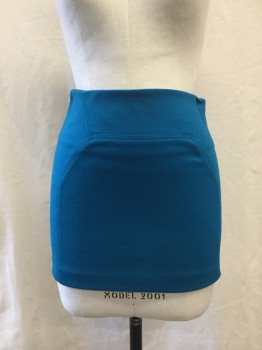 Womens, Skirt, Mini, DVF, Teal Blue, Wool, Synthetic, Solid, 6, Novelty Paneling
